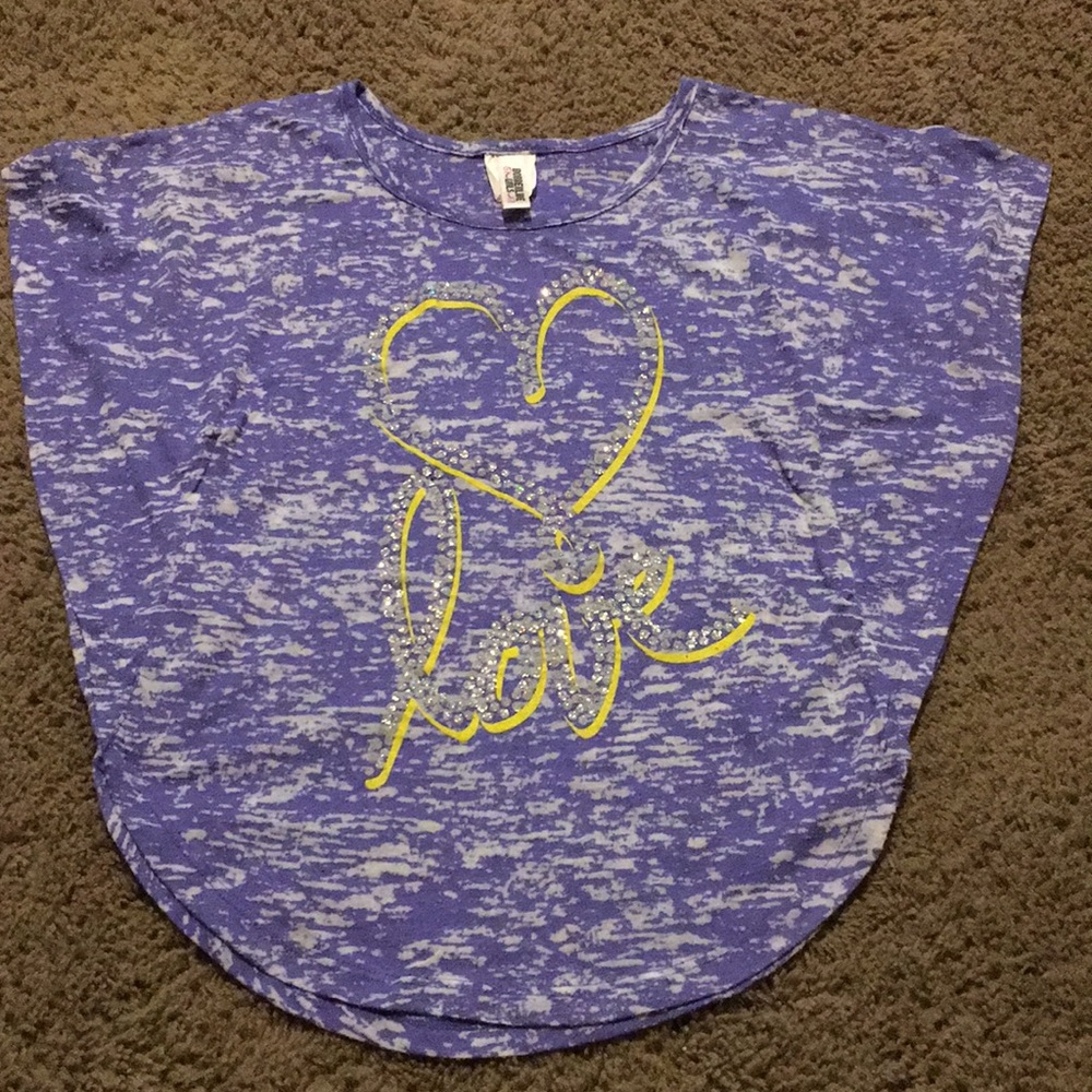 Borderline Girls glitter heart love shirt sz 10